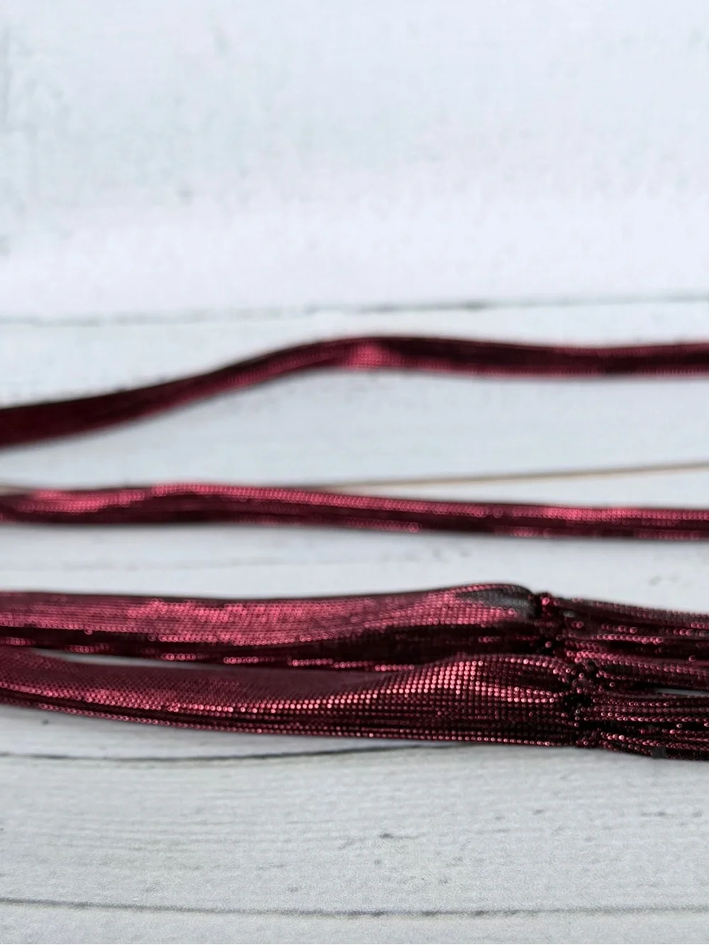 True Vintage Metallic Burgundy Braided Lariat Rope Belt with Fringe Tassels